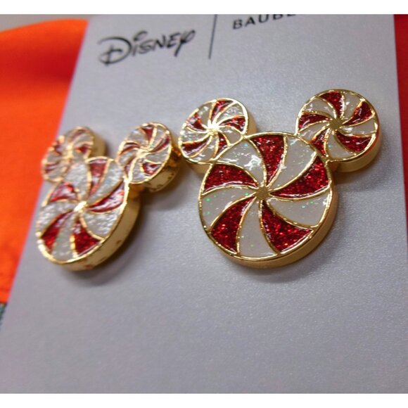 Disney BaubleBar Mickey Mouse Peppermint Candy Cane Stud Earrings - Picture 2 of 4